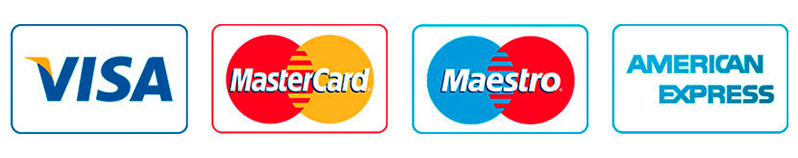 Visa, Maestro, Mastercard and American Express